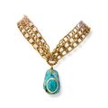 Aida Perdomo Collar de Tres Cuerdas y Piedras Larimar