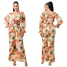 Ana V Conjunto Tejido Floral Crop Top y Palazzo
