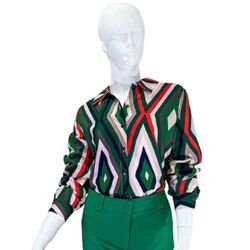 Ana V Blusa con Estampado Geométrico
