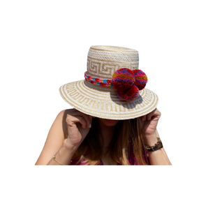 Sabbia Sombrero con Borlas Multicolor