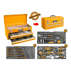 Ingco HTCS220971 Kit Caja de Metal con Herramientas