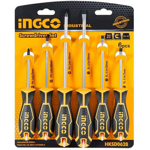 Ingco HKSD0628 Set de Destornilladores Planos y Estrias