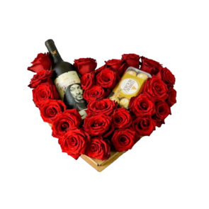 Arreglo de Flores con Vino & Chocolates