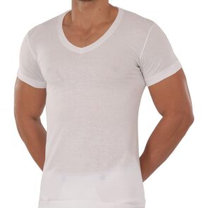 Baronil Camiseta para Hombre blanca con Cuello V