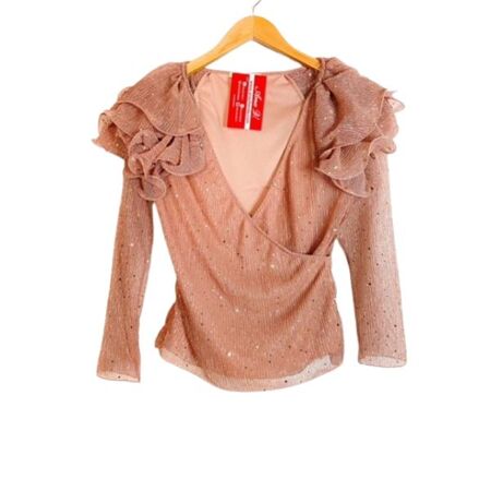 Ana V Blusa Escote V con Lentejuelas