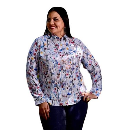 Ana V Camisa Clásica Floral Mangas Largas