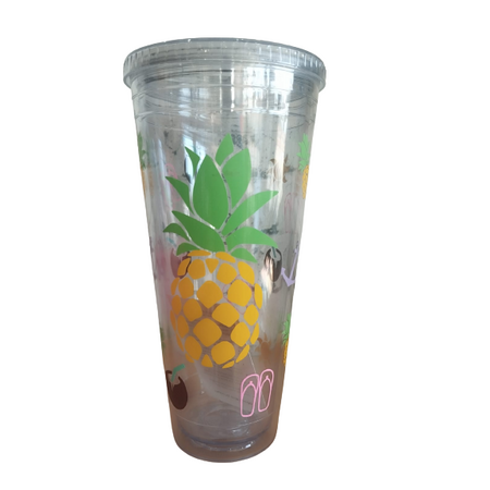 Maars Vaso Acrílico con Diseño Tropical