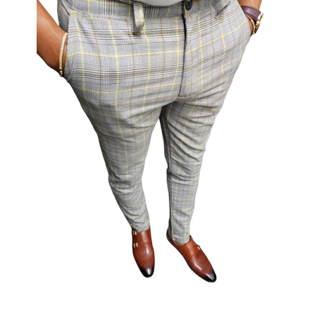 Patocchi Pantalón de Cuadro Italiano Estilo Formal