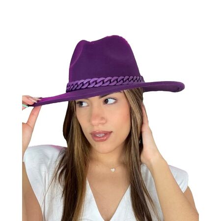 Sombrero de Copa Ancha con Cadena