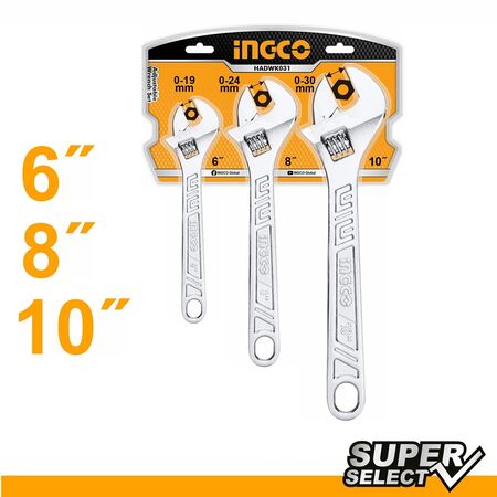 Ingco HADWK031 Set de Llaves Francesas Super Select