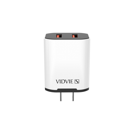 Vidvie CA02T Adaptador de Cargador con Doble USB, Blanco