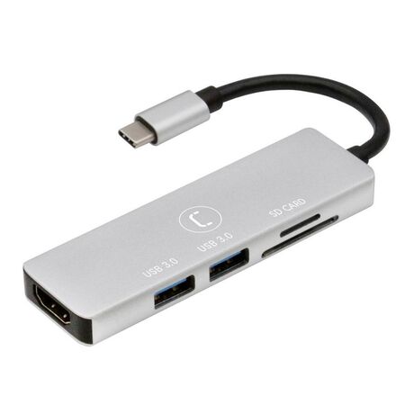 Unno Adaptador HDMI, 2 USB, SD Card y Micro SD a Tipo C 5 en 1