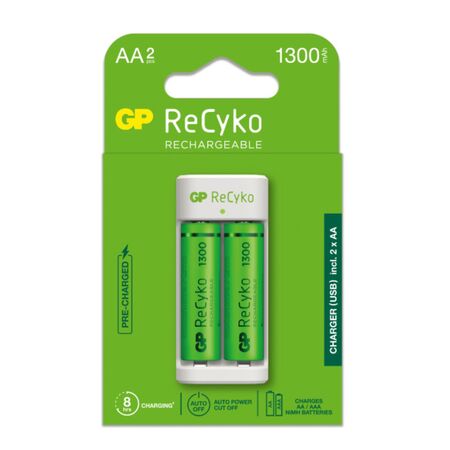 GP Recyko E211 Cargador de pilas recargables USB para 2 AA2