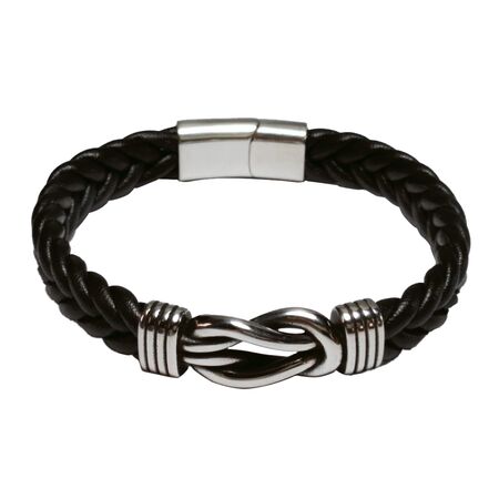 Sol e Luna Brazalete, Pulsera Infinito En Piel Negra