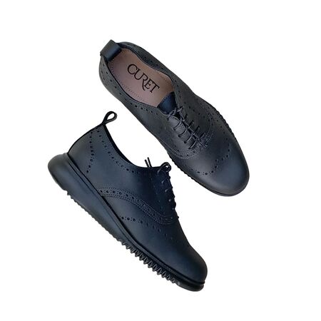 Curet Zapatos Estilo Oxford Negro con Suela Negra